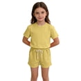 thumbnail image 4 of yillto Girls Summer Outfits 2 Piece Sets Short Sleeve Crewneck Shirts Tops and Shorts with Pockets, 4 of 6