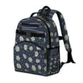 thumbnail image 2 of White Bloom Floral Backpack - Ergonomic Waterproof Travel Daypack with Chest Strap & Side Pockets, 2 of 5