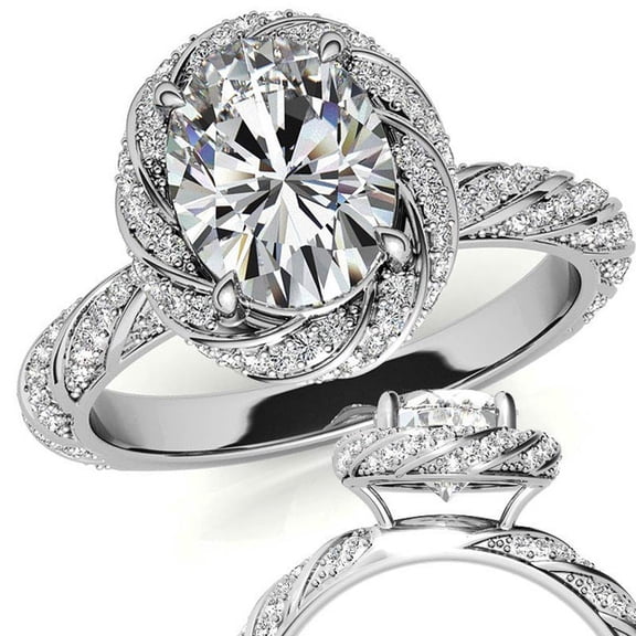 Auory Simple and Affordable White Gold Plated Sterling Silver Engagement Ring