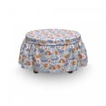 thumbnail image 3 of Autumn Ottoman Cover, Watercolor Rain Umbrella, 2 Piece Slipcover Set with Ruffle Skirt for Square Round Cube Footstool Decorative Home Accent, Standard Size, Pale Sky Blue and Baby Pink, by Ambesonne, 3 of 5