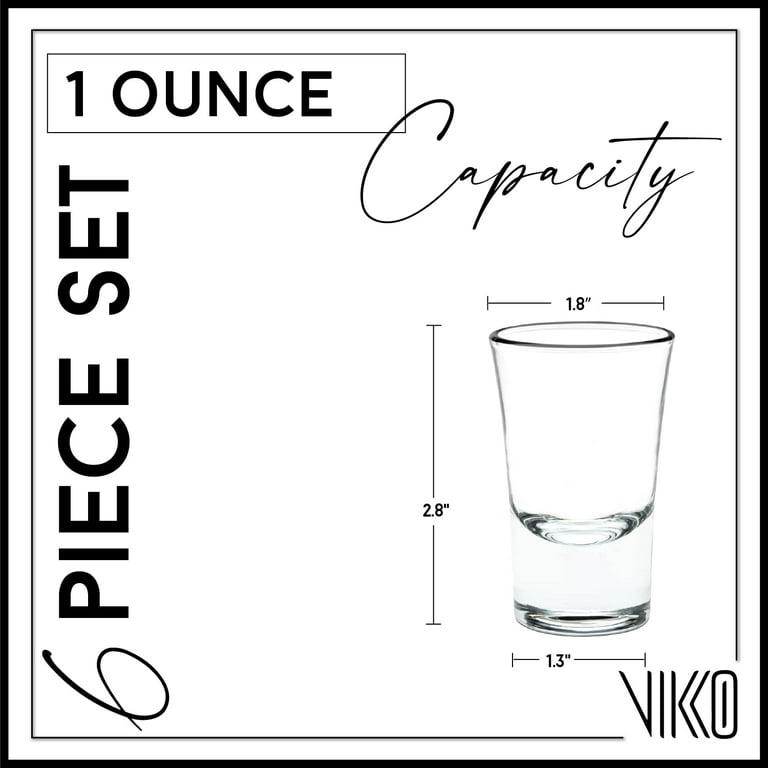 Vikko 1 Ounce Shot Glasses: Set of 6 Small Liquor and Spirit