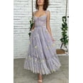 thumbnail image 3 of Vestido de fiesta Loyeloy bordado con flores de tul hasta el té, corte en A, 3 of 7