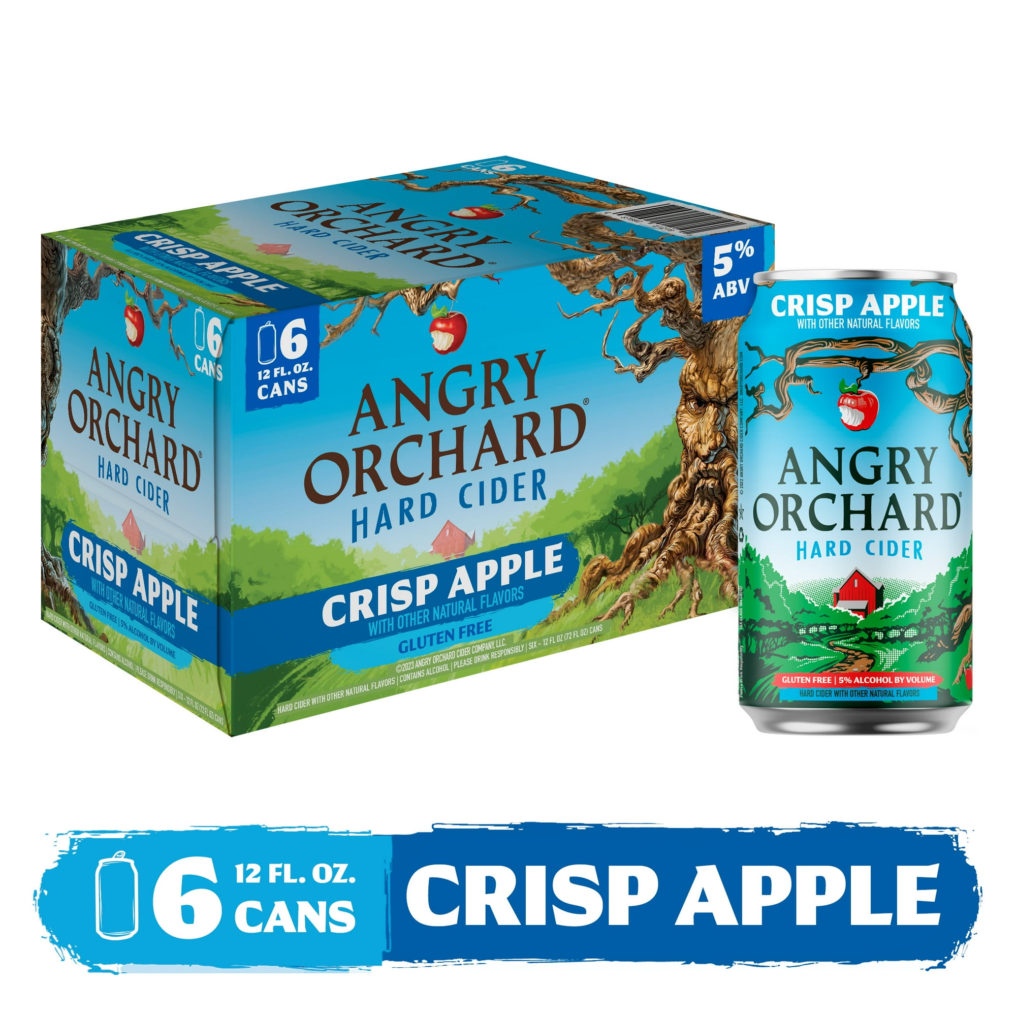 Angry Orchard Crisp Apple Craft Hard Cider, 6 pack, 12 fl oz Aluminum Cans, 5% ABV