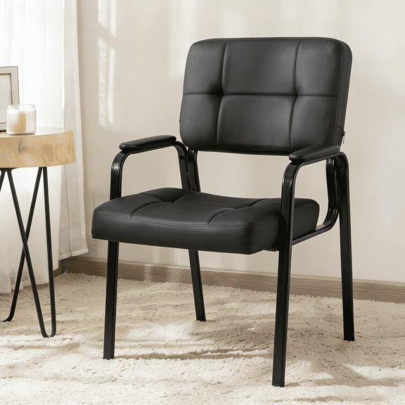 BORGEBY Office Guest Chair Ergonomic Design Reception Chairs with Padded Armrest Desk Chair for Waiting Room , Black