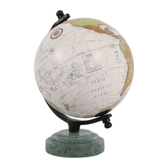 Modern Glam Globe - Resin, Stone & Marble Construction - Home, Office, Bedroom, or Living Room Decorative Accent Piece - 9" Green & Black