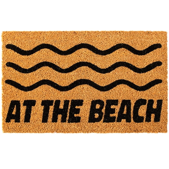 Sliptogrip Natural Coir Door Mats With Heavy Duty Rubber Backing - At The Beach Design 16X24 Inches - Coir Doormats For Outdoor Entrance Door Mats Outdoor Coir Welcome Mat Outdoor Doormats
