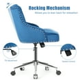 Gymax Blue Velvet Office Chair Tufted Upholstered Swivel Computer Desk