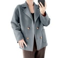 thumbnail image 6 of jtjvou Womens Fall Winter Casual Business Wool Blend Coat Loose Double Breasted Dressy Blazer Pea Coat Gray XL, 6 of 7