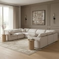 thumbnail image 2 of Meridian Furniture Indulge 140" Linen Fabric U-Shaped Modular Sectional in Cream, 2 of 10