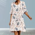 thumbnail image 3 of Vestido Midi Con Volantes Vestido de playa para mujer Estilo boho Estampado floral Elegante atuendo diario (Blanco M) Ygjytge para Mujer Blanco T L, 3 of 6