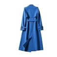 thumbnail image 3 of Trench Coat for Women Winter Coats Trench Windbreaker Fit Coat Solid Long Slim Jacket Winter Coats Haze Blue L, 3 of 4
