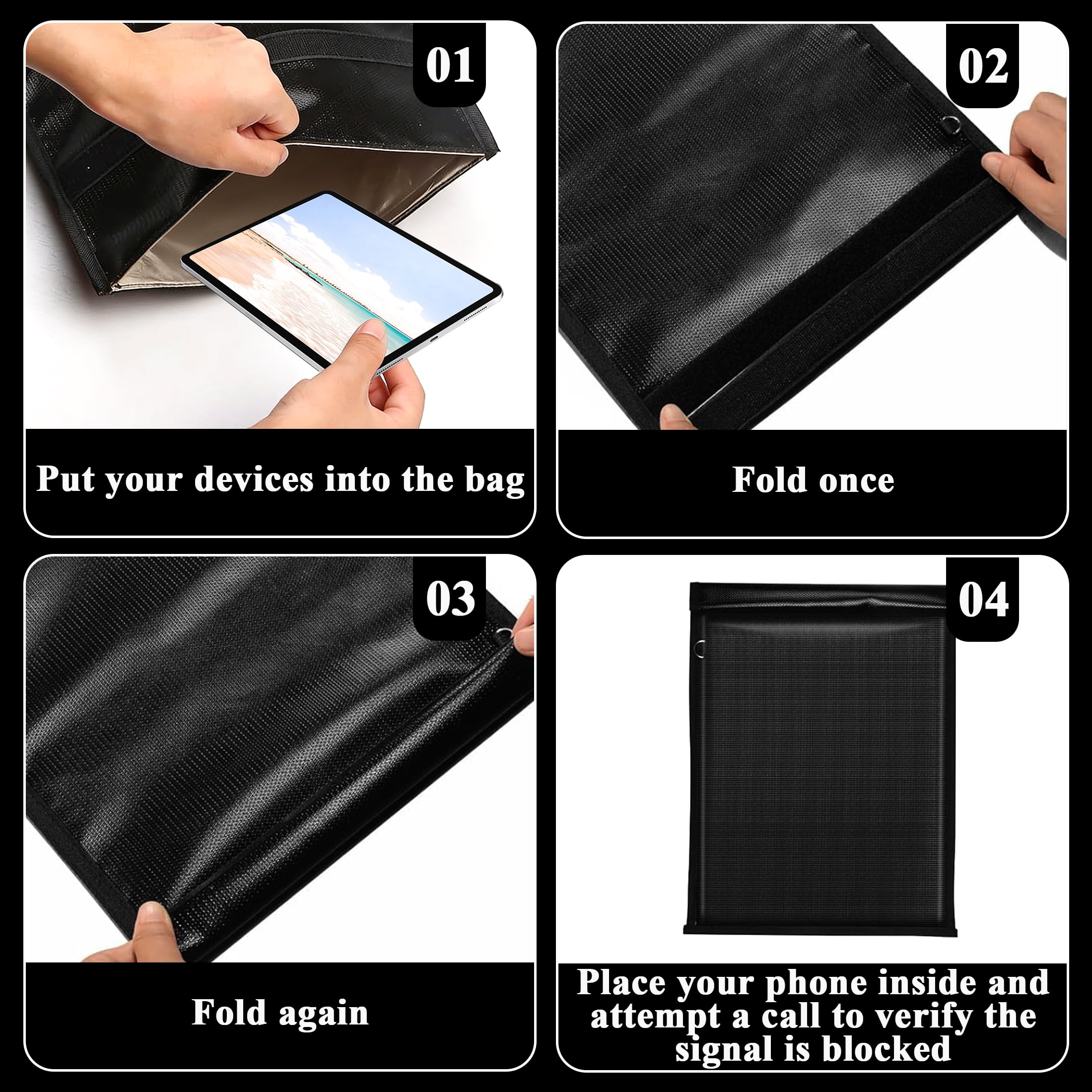cyrico 4 Pack Faraday Bags, Large Faraday Bag for Laptops & Tablets & Phones & Car Keys, Anti-Tracking Faraday Cage, Faraday Key Fob Protector, Fireproof Waterproof EMP Bag RFID Signal Blocker Pouch