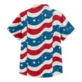 thumbnail image 4 of Men's Glitter Star & Stripe American Flag Hawaiian Shirt - 4-Way Stretch Short Sleeve Patriotic Button Down Blue M, 4 of 6