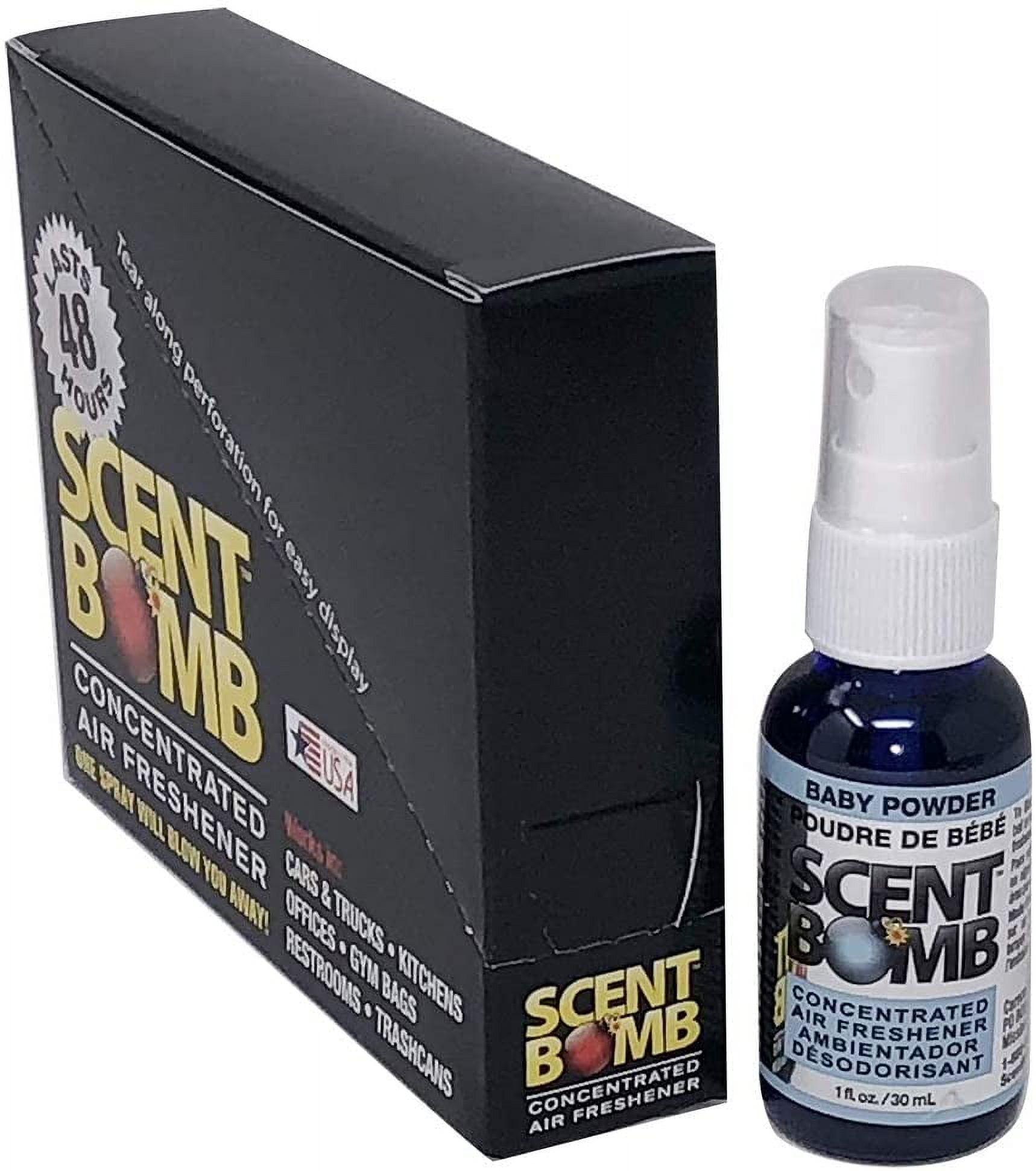 Scent Bomb Air Freshener Spray, 100 % Oil Based Concentrated Air Freshener, Air Freshener Spray for Car, Room, Bathroom and Odor Eliminator, Baby Powder, 5 Pack