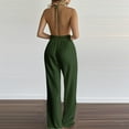 thumbnail image 4 of Miqool Women's Summer Sleeveless V Neck Halter Backless Jumpsuit Dressy Casual Wide Leg Long Pants Rompers One Piece Outfits with High Slit, 4 of 6