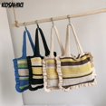 thumbnail image 2 of Bolsos de punto a rayas de Color de contraste para mujer, bolsos de mano de alta capacidad Y2k para ropa de calle, bolso de mano coreano elegante y dulce para hombro y axilas Fivean unisex, 2 of 2