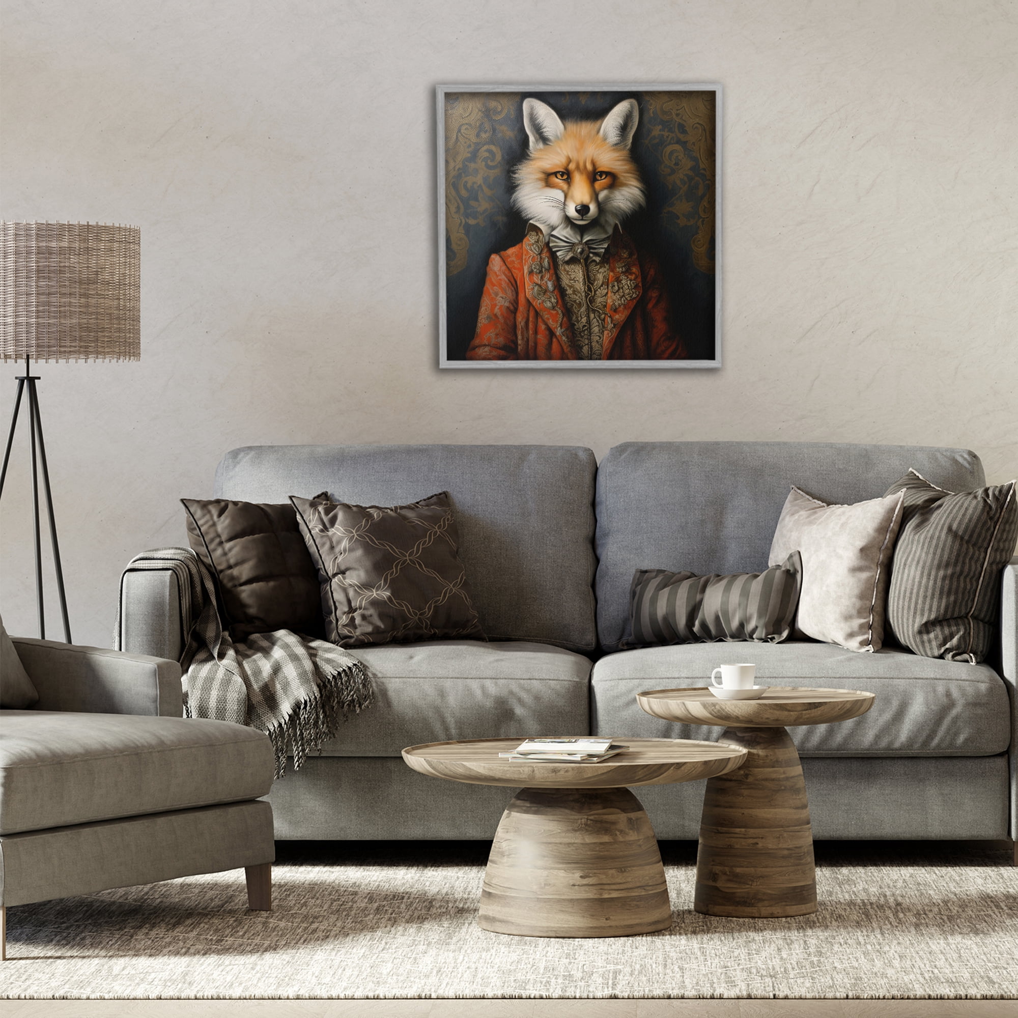 Stupell Industries Mystical Metamorphosis Fox Gray Framed Giclee Art, design by Lazar Studio