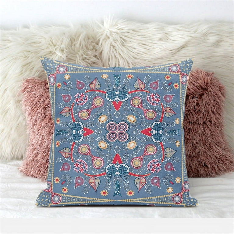 Artisan Pillows 18-inch Indoor/Outdoor Geometric Paisley in Blue Red -  Throw Pillow (Set of 2) - Bed Bath & Beyond - 17008335