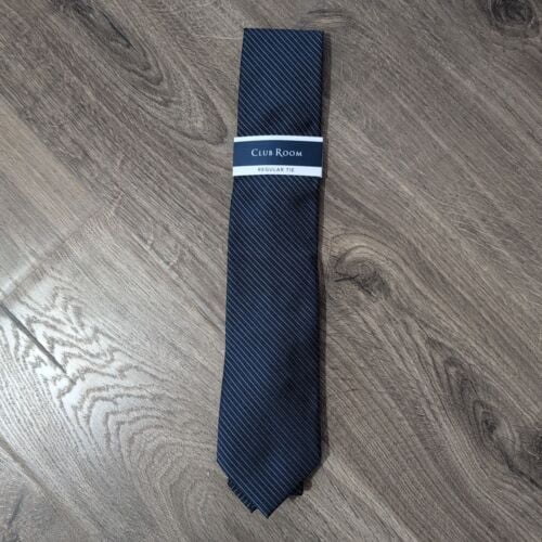 Club Room Mens Diagonal Striped Navy Blue Necktie Tie