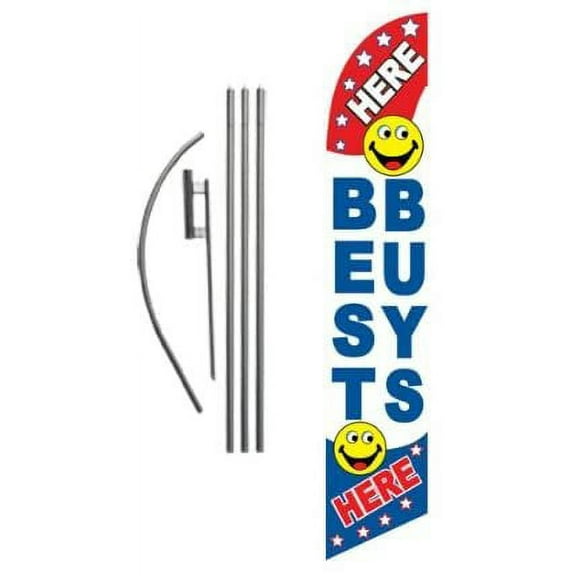 Best Buys Here Auto Dealership Advertising Feather Banner Swooper Flag Sign with Flag Pole Kit and Ground Stake