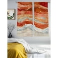 thumbnail image 4 of Abstract Orange Sheer Curtains 63 Inch Long 2 Panels, Gradient Beach Ocean Wave Oil Painting Light Filtering Rod Pocket Curtains, Sheer Voile Drapes for Living Room Bedroom, 52"x63", 4 of 8