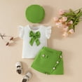 thumbnail image 3 of Hienoo Infant Girls Shorts Clothing Set Ruffle Bowknot Ribbed T Shirt Shorts Hat Outfits, 3 of 6