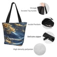 thumbnail image 7 of Cauagu Golden Fantasy Landscape Print Canvas Aesthetic Tote Bag for Women Beach Bag Shopping Bags Shoulder Bag Reusable Grocery Bags, 7 of 7