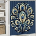 thumbnail image 6 of Awypu Peacock Feathers Navy Blue Home Bathtubs Bathroom Curtain Decoration Waterproof Shower Curtain Multiple Sizes White, 6 of 7