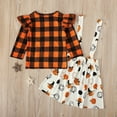 thumbnail image 6 of TAIAOJING Toddler Girls Summer Outfit 2 Piece Long Sleeve Plaid Tops T Shirt Pumpkin Prints Suspender Skirts Toddler Girl Outfit 2-3 Years, 6 of 8