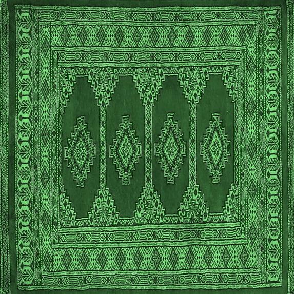 Ahgly Company Indoor Square Southwestern Emerald Green Country Area Rugs, 3' Square