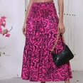 thumbnail image 4 of Womens Maxi Skirt 2025 Casual Flowy Elastic High Waist Long Skirts with Pockets Summer Beach Style Hot Pink M, 4 of 6