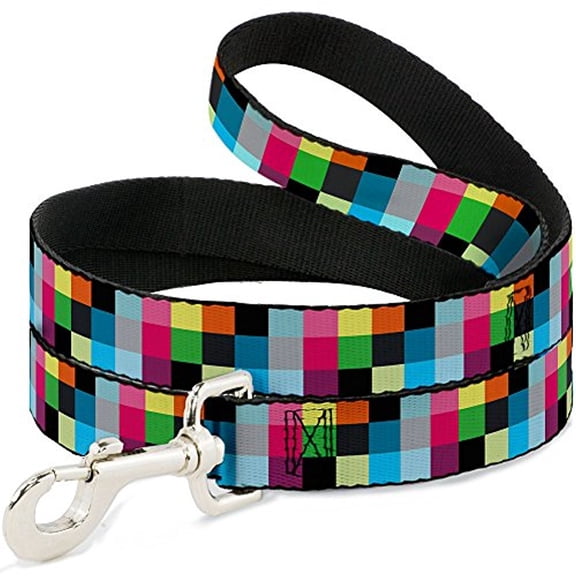 Buckle-Down 0.5" Narrow "Checker Bright Pastel" Dog Leash, 4'