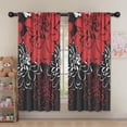 thumbnail image 5 of Blackout Kids Curtains,Red and Black Pioneer Flower Pattern Childrens Insulated Curtains Set Of 2,Bedroom Essentials,Toddler Room Decor 52x63in(132x160cm), 5 of 5