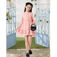 thumbnail image 4 of Girls Dresses,Solid Casual Tiered Swing Midi Dress for Girls 12-13 Years, 4 of 10