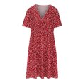 thumbnail image 4 of Robe à Manches Courtes pour Femmes Grande Taille Imprimée Taille Élastique Col en V Robe à Manches Courtes en Liquidation, 4 of 6