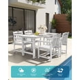 thumbnail image 2 of Harbweb 5pc HDPE Outdoor Dining Set, All-Weather Wood Grain Patio Furniture, White, 2 of 6