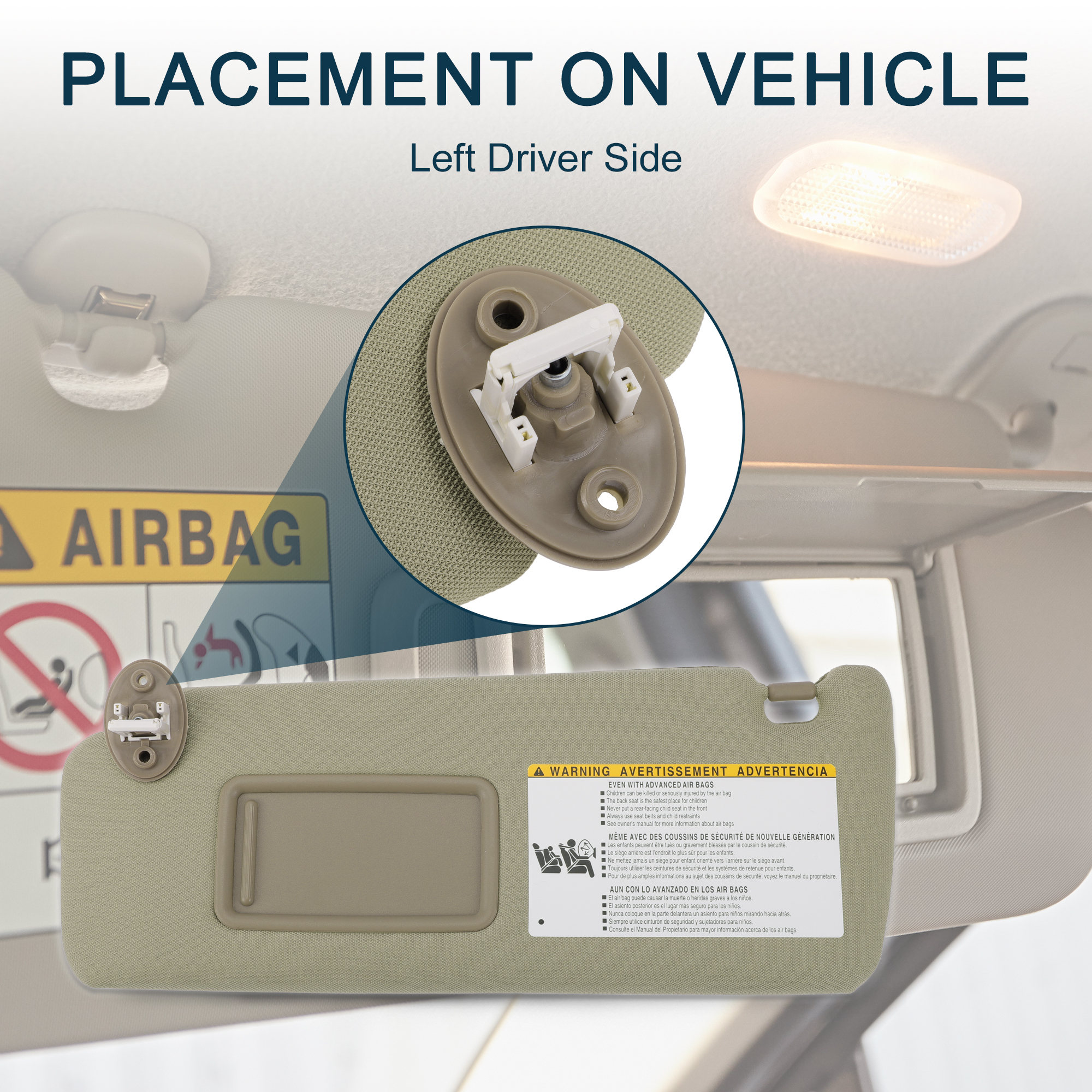Unique Bargains Left Driver Side Sun Visor for Toyota 4Runner 2010-2023 Beige