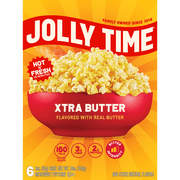 Jolly Time Xtra Butter Microwave Popcorn 3 oz, 6 Ct. Made with Real Butter Gluten-free.