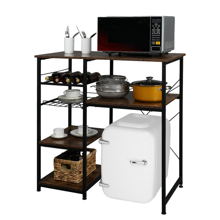 YCHF 6-Tier Kitchen Bakers Rack, Utility Storage Shelf, Mini Fridge &  Microwave Oven Stand Table, Coffee Bar, Adjustable Kitchen Shelves  Freestadning