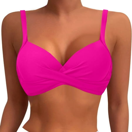 ANINEO Women Swimwear Underwire Bikini Tops Push Up Swim Tops Bra Padded Swimsuit Tops 2025 Bathing Tops Cute Hawaii Summer Tropical Brazilian Beachwear