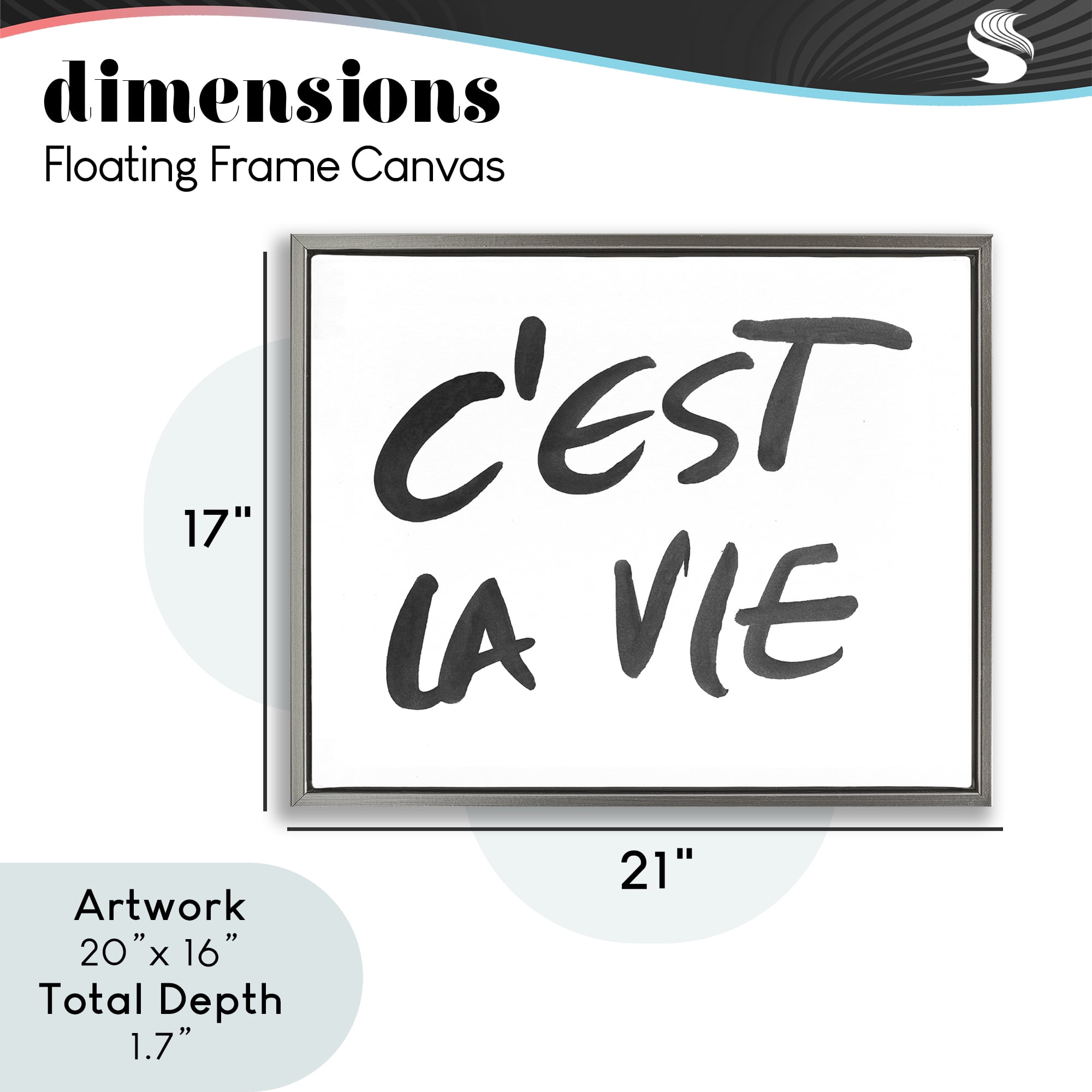 Stupell Industries C'est La Vie Minimal Text Gray Framed Floater Canvas Wall Art, design by SD Graphics Studio