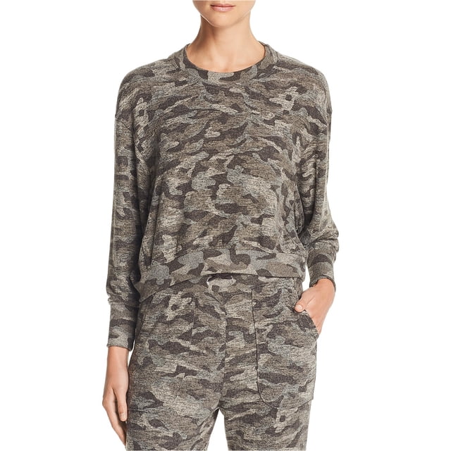 Joie Sweat-Shirt Court Camouflage pour Femmes, Vert, Très Petit