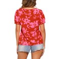 thumbnail image 3 of INSPIRE CHIC Women's Floral Square Neck Blouse Casual  Puff Short Sleeve Summer Top XS Red, 3 of 6