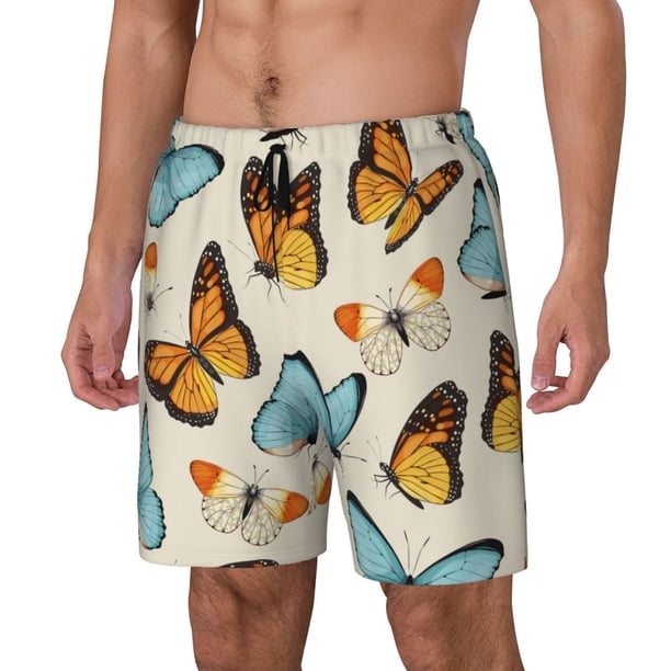 Fotbe Butterflies Traje de Baño para Hombre – Shorts de Natación de Secado Rápido con Forro y Bolsillos-Large