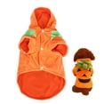 thumbnail image 1 of Disfraz de mascota transfigurante de calabaza divertida de terciopelo cortado, ropa de Cosplay para fiesta de Halloween, vestido para perros y gatosM, 1 of 8