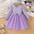 thumbnail image 2 of Staki Long Sleeve Princess Dress for Girls Toddler Dress Girls Long Sleeve Fall Winter Ruffle Tiered Holiday Party Tulle Dresses(Purple,4-5 Years), 2 of 5