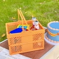 thumbnail image 3 of Folding Plastic Picnic Basket Collapsible Shopping Basket Folding Picnic Basket Stackable Storage Box Plastic Grocery Shopping Basket With Handles For Outdoor Home, 3 of 5