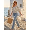 thumbnail image 3 of DARING DIVA Women's V Neck Chiffon Smocked Batwing Blouses S Apricot, 3 of 8