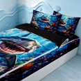 thumbnail image 2 of Erosebridal Ocean Shark Zipper Twin Comforter Sets with Fitted Sheet and 2 Pillowcases, Sea Fish Zipper Bedding Set, Black Reversible, 2 of 7