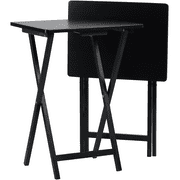 PJ Wood Folding TV Tray & Snack Table Set of 2 - Black